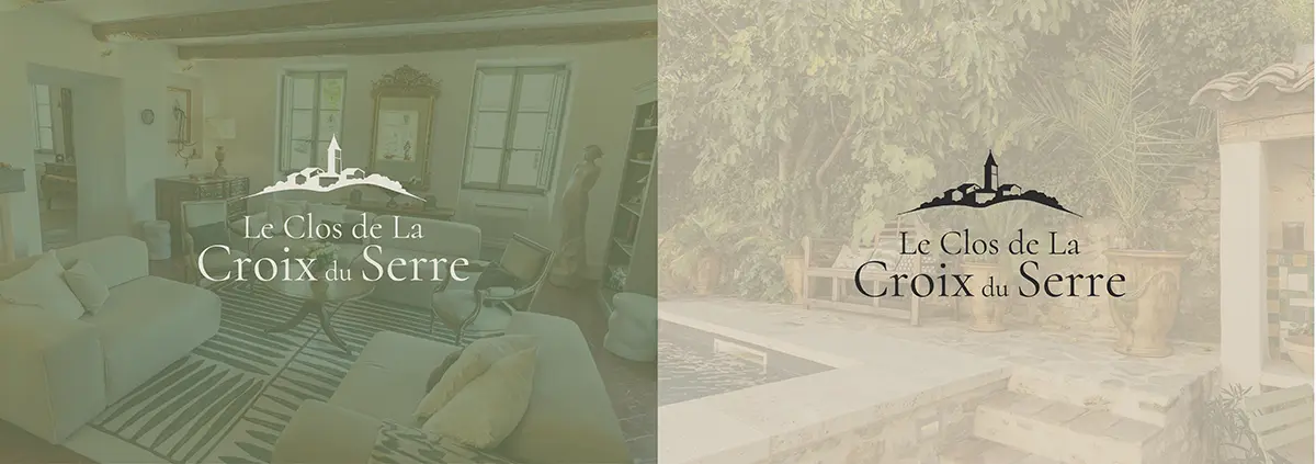 Présentation de l’identité visuelle Le Clos de la Croix du Serre sur différents supports